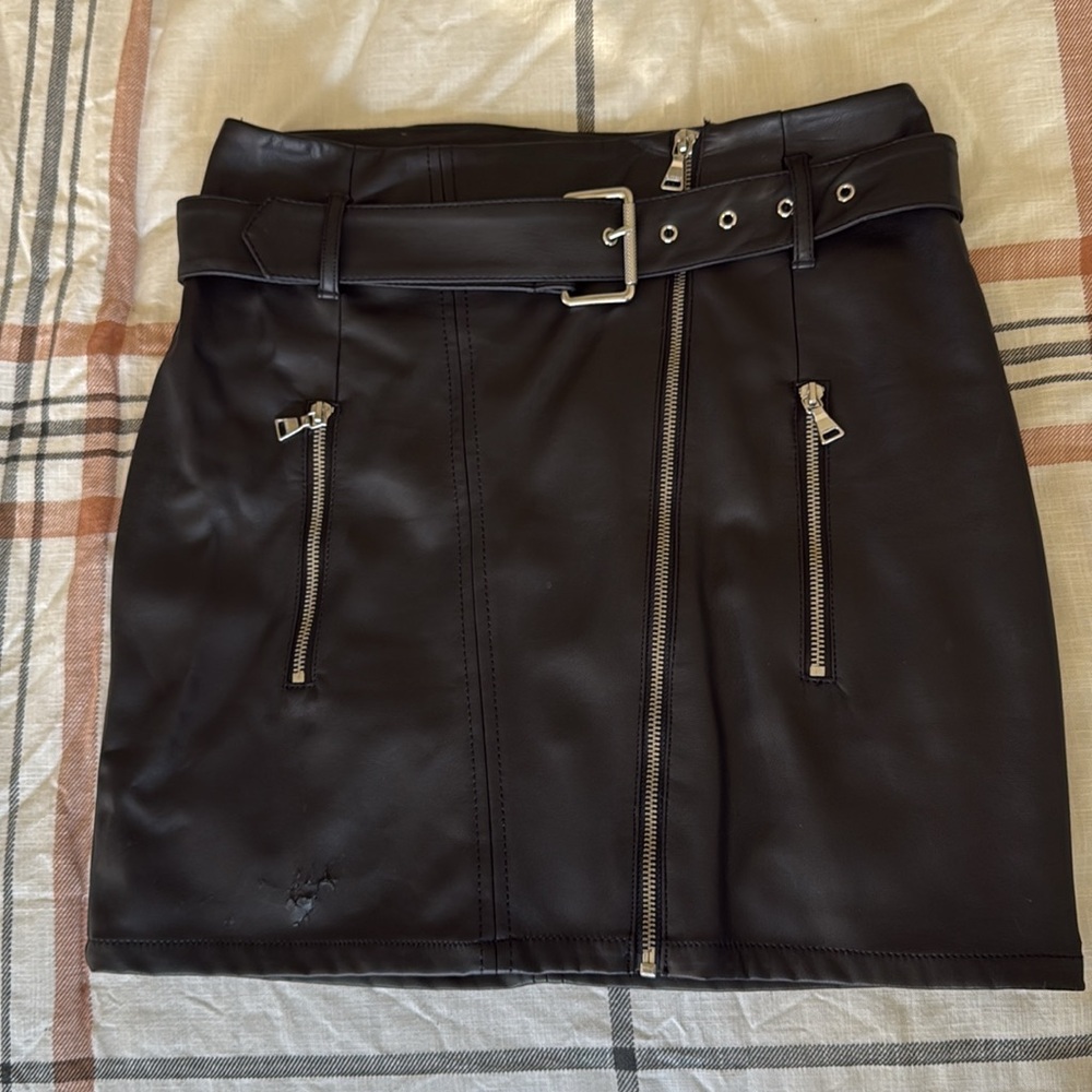 Express high waist leather mini skirt